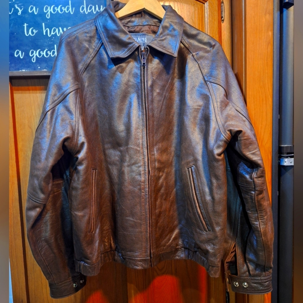 Wilsons Leather Men's Brown Lightweight Leather Shirt Jacket